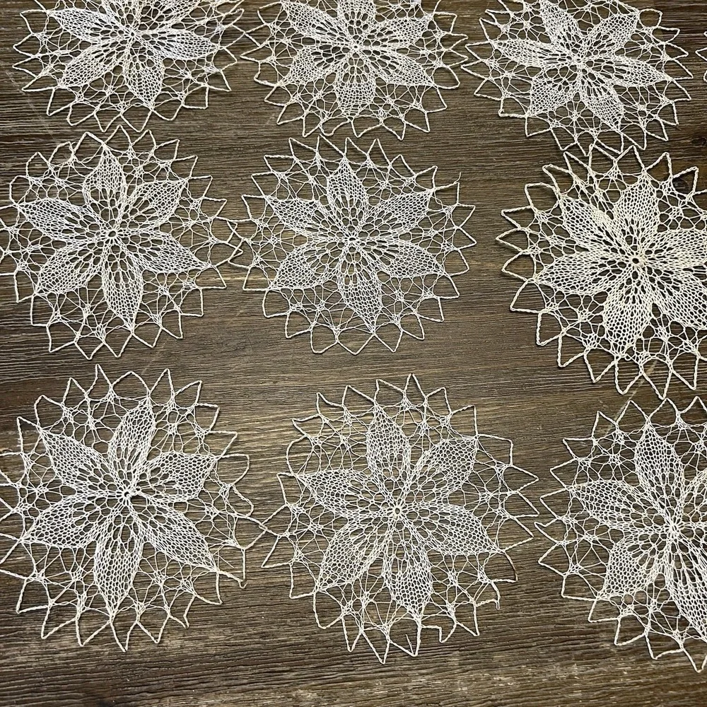 Antique Lot of 18 Handmade Round Doilies Table Top Doily Crochet Lace Cottage